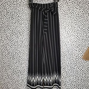 Lipslide Striped Zig Zag Wide Leg Belted Tie Stretch Pants Size Small